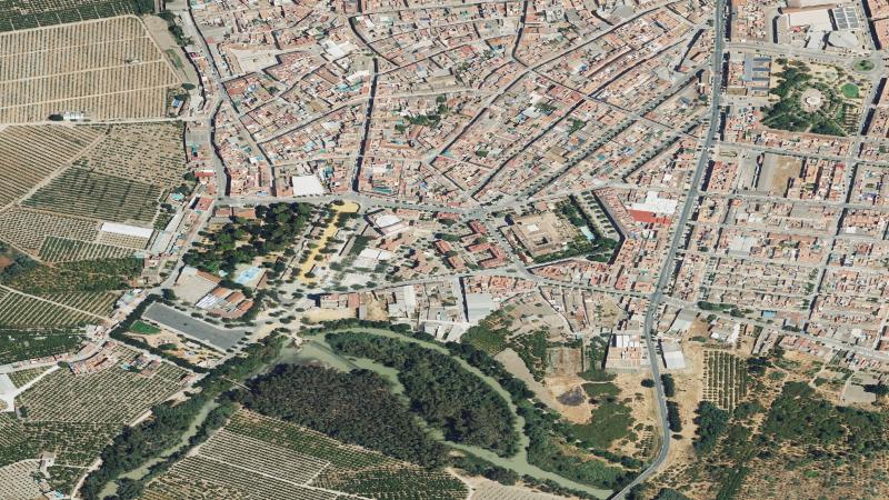 Vista aérea del entorno del Barrio San Francisco, Palma del Río (Córdoba), utilizada como imagen de referencia para la subasta