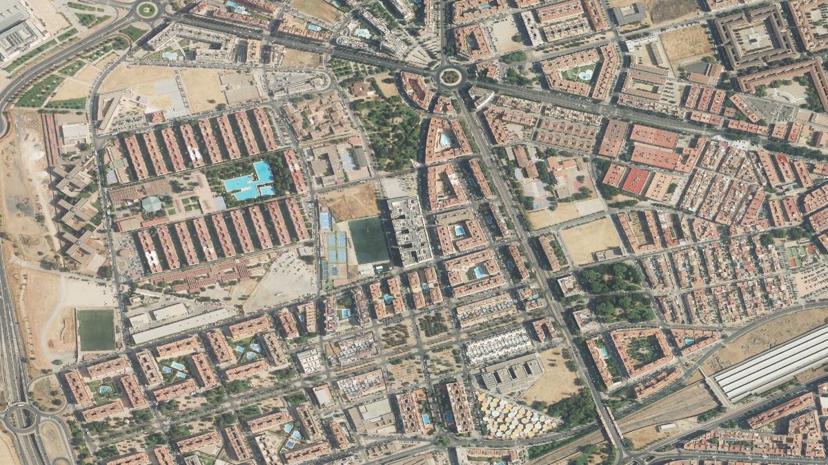 Vista aérea del barrio de Arroyo del Moro, en Córdoba, donde se encuentra la Ciudad de la Justicia