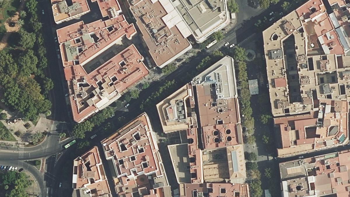 Vista aérea de la Ronda de los Tejares, en el centro de Córdoba, donde está la Dirección Provincial de la Tesorería General de la Seguridad Social