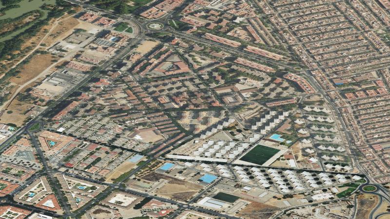 Vista aérea del entorno de la Calle Algeciras, Córdoba, utilizada como imagen de referencia para la subasta