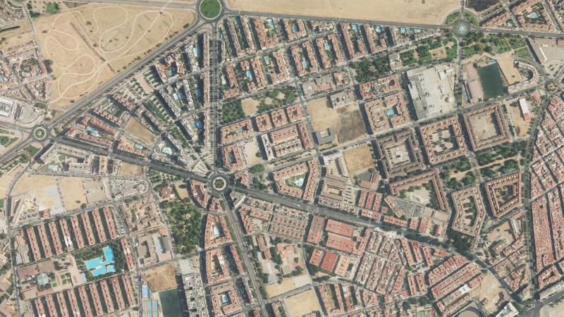 Vista aérea de la zona de Los Jardines de la Sierra, Córdoba capital, utilizada como imagen de referencia para la subasta