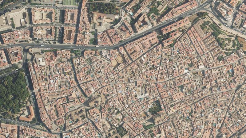 Vista aérea del entorno de la Calle Muro de la Misericordia, en el casco histórico de Córdoba, utilizada como imagen de referencia de los lotes 3 y 4 de la subasta
